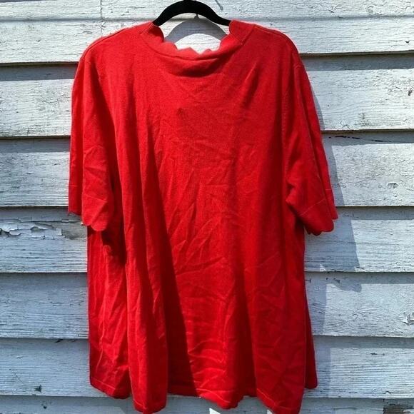 ISAAC MIZRAHI LIVE Cardigan dark pink Button down scalloped edge NWOT size 2X - Picture 5 of 5